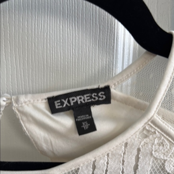 Express Cream Lace Blouse with Sheer Sleeves - Picture 3 of 6